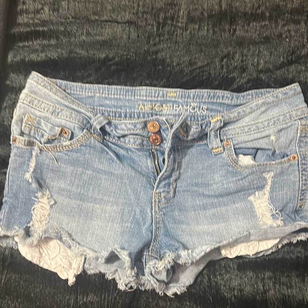 Almost Famous Blue Jean Shorts Distressed Cut-Off Style